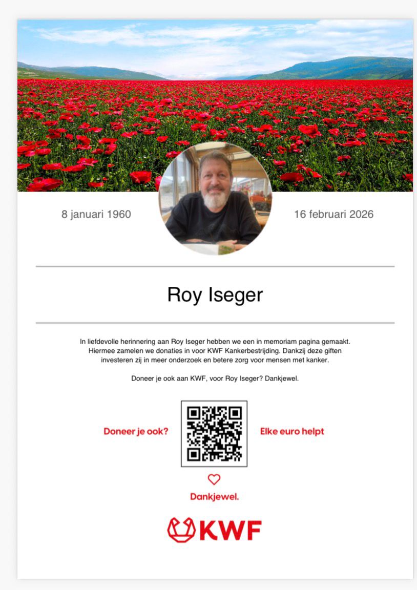 In memoriam: Roy Iseger - Steun het KWF!